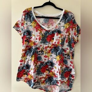 Torrid Red and Yellow Floral Skull Women's Tee